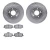 7502-03030 Drilled/Slotted Brake Rotors w/5000 Advanced Brake Pads Kit [Silver], 2013-2015 Kia/Hyundai/Genesis, Position: Front - image 1