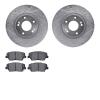 7502-03033 Drilled/Slotted Brake Rotors w/5000 Advanced Brake Pads Kit [Silver], 2014-2017 Kia/Hyundai/Genesis, Position: Front - image 1