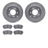 7502-03037 Drilled/Slotted Brake Rotors w/5000 Advanced Brake Pads Kit [Silver], 2014-2020 Kia/Hyundai/Genesis, Position: Rear - image 1
