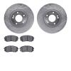 7502-03043 Drilled/Slotted Brake Rotors w/5000 Advanced Brake Pads Kit [Silver], 2010-2016 Kia/Hyundai/Genesis, Position: Front - image 1