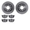 7502-03046 Drilled/Slotted Brake Rotors w/5000 Advanced Brake Pads Kit [Silver], 2007-2008 Kia/Hyundai/Genesis, Position: Rear - image 1