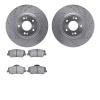 7502-03053 Drilled/Slotted Brake Rotors w/5000 Advanced Brake Pads Kit [Silver], 2010-2016 Kia/Hyundai/Genesis, Position: Front - image 1