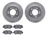 7502-03058 Drilled/Slotted Brake Rotors w/5000 Advanced Brake Pads Kit [Silver], Fits Select Kia/Hyundai/Genesis, Position: Rear - image 1