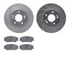 7502-03066 Drilled/Slotted Brake Rotors w/5000 Advanced Brake Pads Kit [Silver], Fits Select Kia/Hyundai/Genesis, Position: Fron - image 1