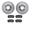 7502-03081 Drilled/Slotted Brake Rotors w/5000 Advanced Brake Pads Kit [Silver], 2015-2021 Kia/Hyundai/Genesis, Position: Rear - image 1