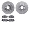 7502-03082 Drilled/Slotted Brake Rotors w/5000 Advanced Brake Pads Kit [Silver], 2010-2013 Kia/Hyundai/Genesis, Position: Front - image 1
