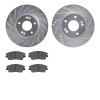7502-03091 Drilled/Slotted Brake Rotors w/5000 Advanced Brake Pads Kit [Silver], Fits Select Kia/Hyundai/Genesis, Position: Fron - image 1