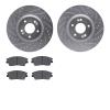 7502-03092 Drilled/Slotted Brake Rotors w/5000 Advanced Brake Pads Kit [Silver], Fits Select Kia/Hyundai/Genesis, Position: Fron - image 1