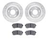 7502-03104 Drilled/Slotted Brake Rotors w/5000 Advanced Brake Pads Kit [Silver], Fits Select Kia/Hyundai/Genesis, Position: Rear - image 1