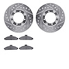 7502-03127 Drilled/Slotted Brake Rotors w/5000 Advanced Brake Pads Kit [Silver], 1991-1992 Kia/Hyundai/Genesis, Position: Front - image 1