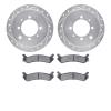 7502-03141 Drilled/Slotted Brake Rotors w/5000 Advanced Brake Pads Kit [Silver], 1991-1993 Kia/Hyundai/Genesis, Position: Rear - image 1