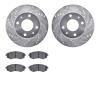 7502-03182 Drilled/Slotted Brake Rotors w/5000 Advanced Brake Pads Kit [Silver], 2002-2003 Kia/Hyundai/Genesis, Position: Front - image 1