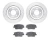 7502-03447 Drilled/Slotted Brake Rotors w/5000 Advanced Brake Pads Kit [Silver], Fits Select Kia/Hyundai/Genesis, Position: Rear
