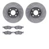 7502-07001 Drilled/Slotted Brake Rotors w/5000 Advanced Brake Pads Kit [Silver], 2012-2019 Mopar, Position: Front - image 1