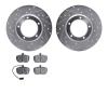 7502-11007 Drilled/Slotted Brake Rotors w/5000 Advanced Brake Pads Kit [Silver], 1987-1989 Land Rover, Position: Front - image 1