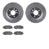 7502-11013 Drilled/Slotted Brake Rotors w/5000 Advanced Brake Pads Kit [Silver], 2005-2009 Land Rover, Position: Front - image 1