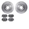 7502-11024 Drilled/Slotted Brake Rotors w/5000 Advanced Brake Pads Kit [Silver], 2010-2013 Land Rover, Position: Rear - image 1