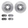 7502-11036 Drilled/Slotted Brake Rotors w/5000 Advanced Brake Pads Kit [Silver], 2014-2017 Land Rover, Position: Rear - image 1