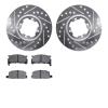 7502-13001 Drilled/Slotted Brake Rotors w/5000 Advanced Brake Pads Kit [Silver], 1983-1989 Subaru, Position: Front - image 1
