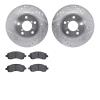 7502-13005 Drilled/Slotted Brake Rotors w/5000 Advanced Brake Pads Kit [Silver], 1997-2001 Subaru, Position: Front - image 1