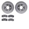 7502-13012 Drilled/Slotted Brake Rotors w/5000 Advanced Brake Pads Kit [Silver], 1993-1996 Subaru, Position: Front - image 1