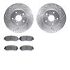 7502-13030 Drilled/Slotted Brake Rotors w/5000 Advanced Brake Pads Kit [Silver], 2016-2019 Subaru, Position: Front - image 1