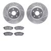 7502-13042 Drilled/Slotted Brake Rotors w/5000 Advanced Brake Pads Kit [Silver], 2006-2021 Subaru, Position: Front - image 1
