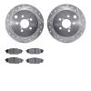 7502-13043 Drilled/Slotted Brake Rotors w/5000 Advanced Brake Pads Kit [Silver], Fits Select Subaru, Position: Rear - image 1