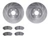 7502-13044 Drilled/Slotted Brake Rotors w/5000 Advanced Brake Pads Kit [Silver], Fits Select Subaru, Position: Front - image 1