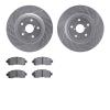 7502-13055 Drilled/Slotted Brake Rotors w/5000 Advanced Brake Pads Kit [Silver], Fits Select Subaru, Position: Front - image 1