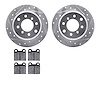 7502-16000 Drilled/Slotted Brake Rotors w/5000 Advanced Brake Pads Kit [Silver], 1964-1994 Alfa Romeo, Position: Rear - image 1
