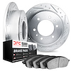 7502-16001 Drilled/Slotted Brake Rotors w/5000 Advanced Brake Pads Kit [Silver], 1975-1979 Alfa Romeo, Position: Rear