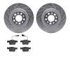 7502-16011 Drilled/Slotted Brake Rotors w/5000 Advanced Brake Pads Kit [Silver], 2017-2021 Alfa Romeo, Position: Rear - image 1