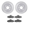 7502-18016 Drilled/Slotted Brake Rotors w/5000 Advanced Brake Pads Kit [Silver], 1999-2002 GM, Position: Rear - image 1