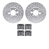 7502-20000 Drilled/Slotted Brake Rotors w/5000 Advanced Brake Pads Kit [Silver], 1968-1987 Jaguar, Position: Rear - image 1