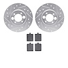 7502-20001 Drilled/Slotted Brake Rotors w/5000 Advanced Brake Pads Kit [Silver], 1962-1967 Jaguar, Position: Rear - image 1