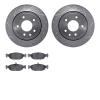 7502-20009 Drilled/Slotted Brake Rotors w/5000 Advanced Brake Pads Kit [Silver], 1995-1997 Jaguar, Position: Rear - image 1
