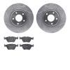 7502-20012 Drilled/Slotted Brake Rotors w/5000 Advanced Brake Pads Kit [Silver], 2005-2006 Jaguar, Position: Front - image 1