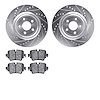 7502-20029 Drilled/Slotted Brake Rotors w/5000 Advanced Brake Pads Kit [Silver], 2014-2021 Jaguar, Position: Rear - image 1