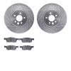 7502-20033 Drilled/Slotted Brake Rotors w/5000 Advanced Brake Pads Kit [Silver], 2017-2020 Jaguar, Position: Front - image 1