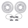 7502-20040 Drilled/Slotted Brake Rotors w/5000 Advanced Brake Pads Kit [Silver], 1986-1987 Jaguar, Position: Rear - image 1