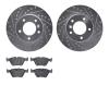 7502-20047 Drilled/Slotted Brake Rotors w/5000 Advanced Brake Pads Kit [Silver], 1990-1997 Jaguar, Position: Front - image 1