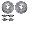 7502-20094 Drilled/Slotted Brake Rotors w/5000 Advanced Brake Pads Kit [Silver], 2006-2019 Jaguar, Position: Front - image 1
