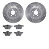 7502-20096 Drilled/Slotted Brake Rotors w/5000 Advanced Brake Pads Kit [Silver], 2014-2021 Jaguar, Position: Front - image 1