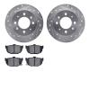 7502-21006 Drilled/Slotted Brake Rotors w/5000 Advanced Brake Pads Kit [Silver], 2004-2009 Kia/Hyundai/Genesis, Position: Rear - image 1