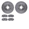 7502-21016 Drilled/Slotted Brake Rotors w/5000 Advanced Brake Pads Kit [Silver], 2012-2017 Kia/Hyundai/Genesis, Position: Front - image 1