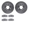 7502-21021 Drilled/Slotted Brake Rotors w/5000 Advanced Brake Pads Kit [Silver], 2002-2002 Kia/Hyundai/Genesis, Position: Front - image 1
