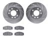 7502-21024 Drilled/Slotted Brake Rotors w/5000 Advanced Brake Pads Kit [Silver], 2004-2005 Kia/Hyundai/Genesis, Position: Front - image 1