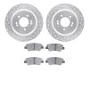 7502-21051 Drilled/Slotted Brake Rotors w/5000 Advanced Brake Pads Kit [Silver], Fits Select Kia/Hyundai/Genesis, Position: Rear - image 1