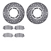 7502-23025 Drilled/Slotted Brake Rotors w/5000 Advanced Brake Pads Kit [Silver], 1971-1983 Renault, Position: Front, Rear - image 1